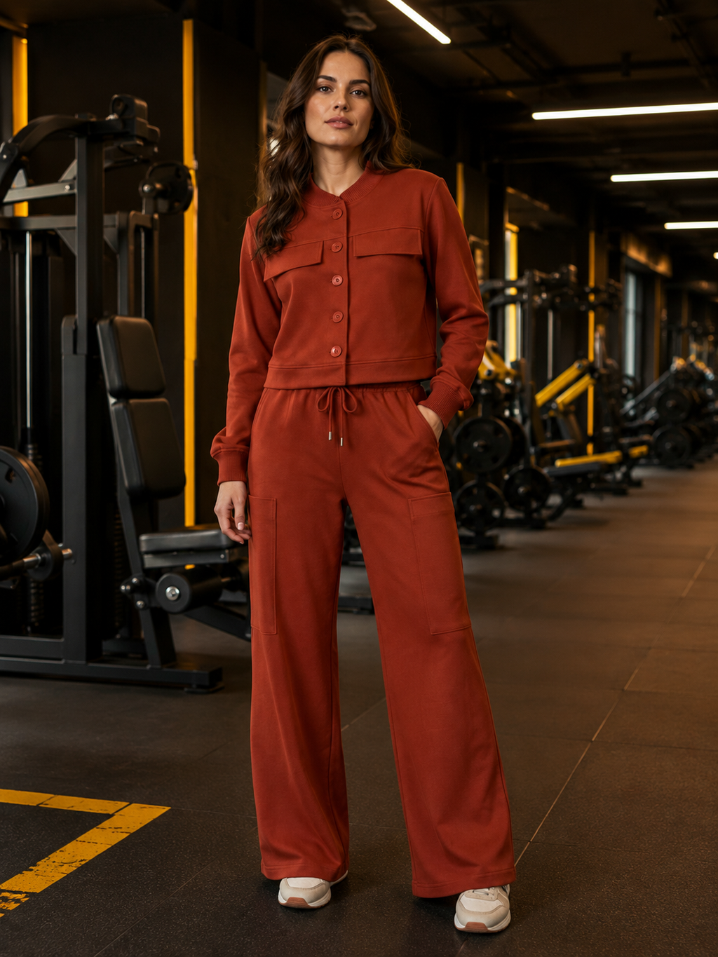 Conjunto em Moletom Malha Piquet Terracota | Coleção Outono/Inverno 2026